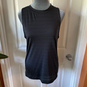 Zyia Active Women’s Top Sleeveless Black Mesh Crew Neck Jersey